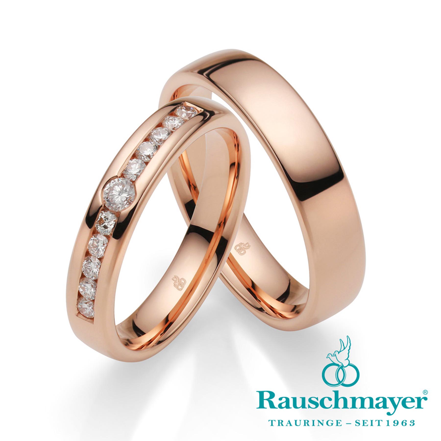 trouwringen wit/rosé goud